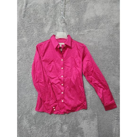 WOMENS FUCHSIA PINK BANANA REPUBLIC BR BUTTON UP SIZE 10 - Picture 1 of 8